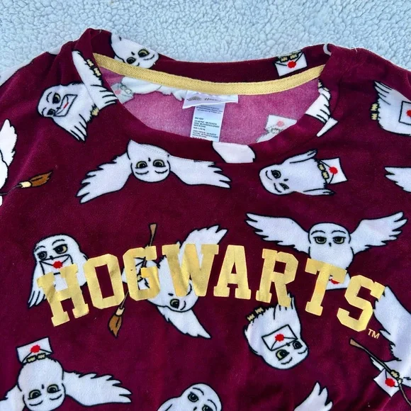 Harry Potter Gold Hogwarts Owl Sleep Wear Pajama PJ Top Super Soft Sz. Large - Picture 3 of 6